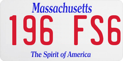 MA license plate 196FS6