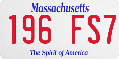 MA license plate 196FS7