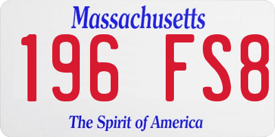 MA license plate 196FS8