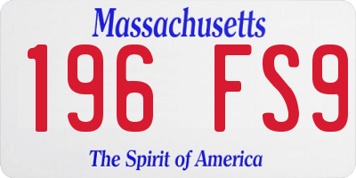 MA license plate 196FS9