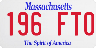 MA license plate 196FT0