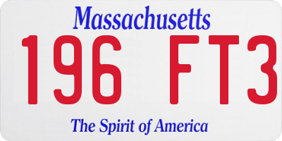 MA license plate 196FT3