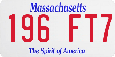 MA license plate 196FT7