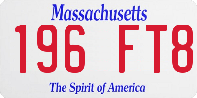 MA license plate 196FT8