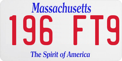 MA license plate 196FT9