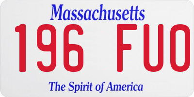 MA license plate 196FU0