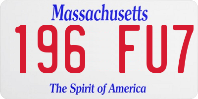MA license plate 196FU7