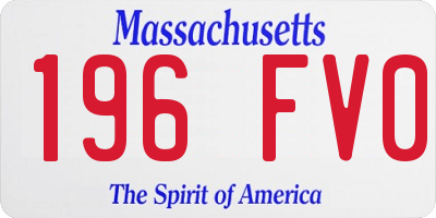 MA license plate 196FV0