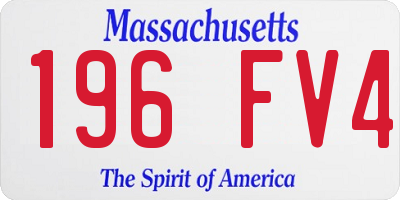 MA license plate 196FV4