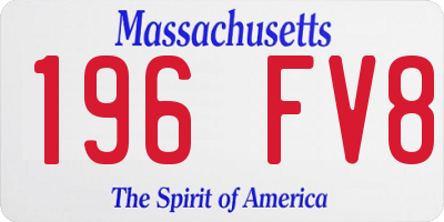 MA license plate 196FV8