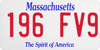 MA license plate 196FV9