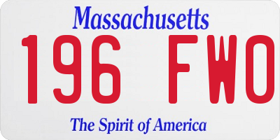 MA license plate 196FW0