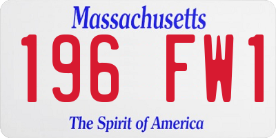 MA license plate 196FW1