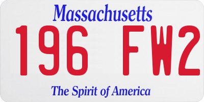 MA license plate 196FW2