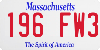 MA license plate 196FW3