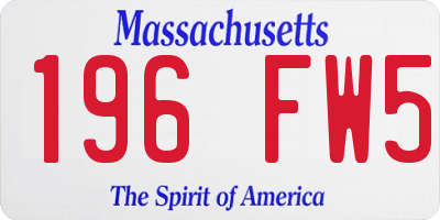 MA license plate 196FW5