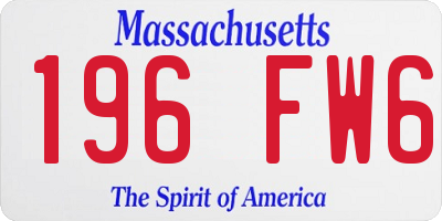 MA license plate 196FW6