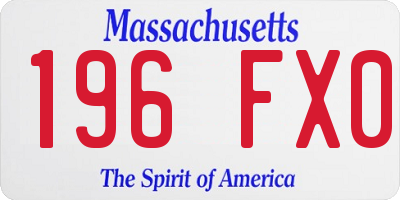 MA license plate 196FX0