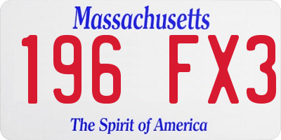 MA license plate 196FX3