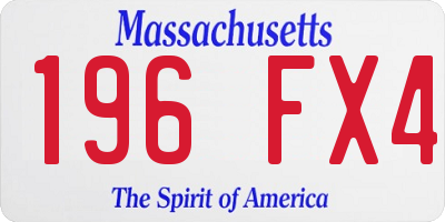 MA license plate 196FX4