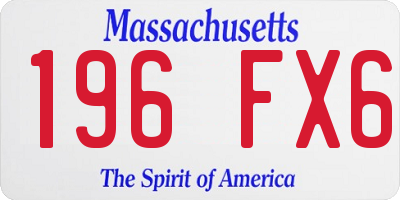 MA license plate 196FX6