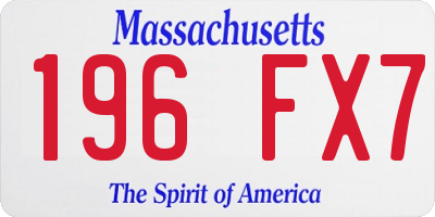 MA license plate 196FX7
