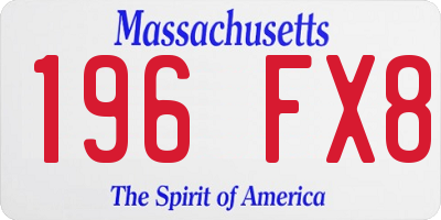 MA license plate 196FX8