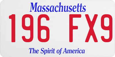 MA license plate 196FX9