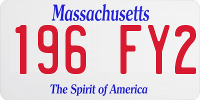 MA license plate 196FY2