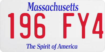 MA license plate 196FY4