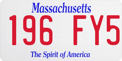 MA license plate 196FY5