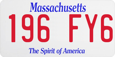 MA license plate 196FY6