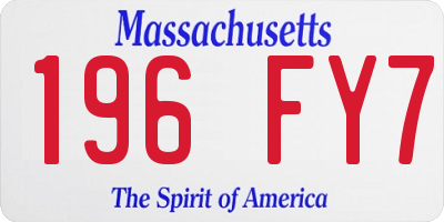 MA license plate 196FY7