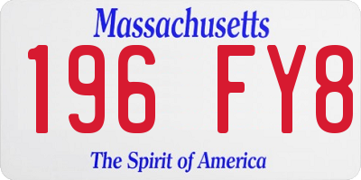 MA license plate 196FY8