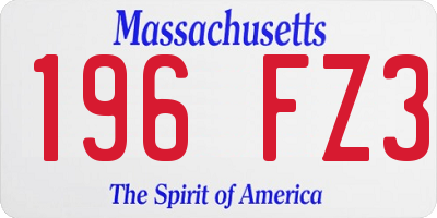 MA license plate 196FZ3