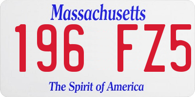 MA license plate 196FZ5