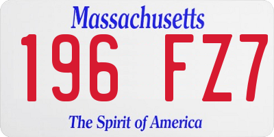 MA license plate 196FZ7