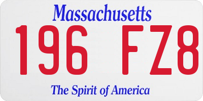 MA license plate 196FZ8