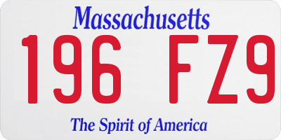 MA license plate 196FZ9