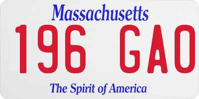 MA license plate 196GA0