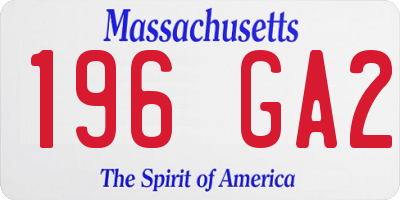 MA license plate 196GA2
