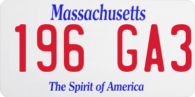 MA license plate 196GA3