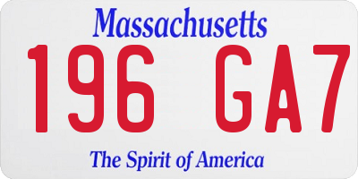 MA license plate 196GA7