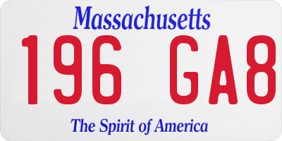 MA license plate 196GA8