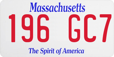 MA license plate 196GC7