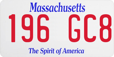 MA license plate 196GC8