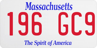 MA license plate 196GC9