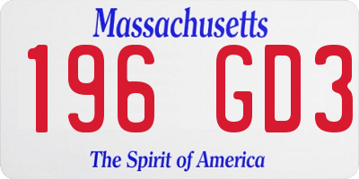 MA license plate 196GD3