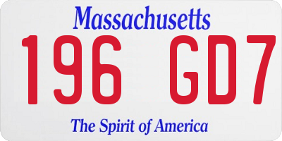 MA license plate 196GD7