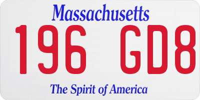 MA license plate 196GD8